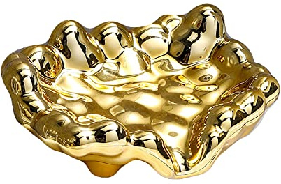 ARFUKA Soap Dish, Gold, Plastic, Draining, Non-Slip, Bathroom Kitchen, 110 x 160 cm