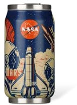 LES ARTISTES Paris A-4296, Canette isotherme, Thermos 280 ml, Gourde isotherme sans BPA, Réutilisable, Bec verseur rabattable avec paille, Acier Inoxydable, Design Nasa