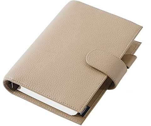 Moterm Personal Regular Ringe Planer - Echtes Leder Binder Organizer (25mm Ring, Kiesel-Taupe)