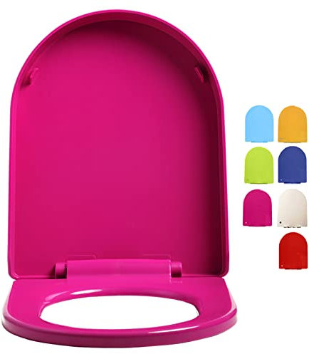 Dawafit Sedile Wc Universale, Sedile Wc Ovale con Chiusura Morbida e Sgancio Rapido, Materiale Plastico Spesso con Cerniera Regolabile a 360°, Facile da Installare e Pulire/Rose Red