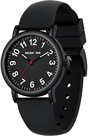 GOLDEN HOUR Montre D'infirmière étanche pour Professionnels de la Médecine, étudiants, Femmes et Hommes – Cadran Lumineux Facile à Lire, 24 Heures avec Aiguille des Secondes