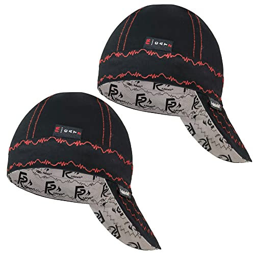 Fullsheild Gorra de soldadura reversible resistente al fuego, CAT 2, protección FR, 6 paneles, peso medio, impreso, para hombres y mujeres, 2 unidades, 8