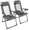 KOMFOTTEU 2er Set Gartenstühle, Klappstühle mit 7 verstellbaren Rückenlehnen, Campingstühle mit Abnehmbarer Kopfstütze, Klappsessel tragbar für Balkon, Garten, Terrasse (Grau)