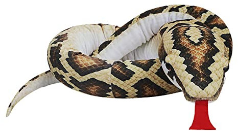 Simulation Schlange Spielzeug Pythonpuppe Kreativer Plüsch Schlange Realistische Schlange Streich Spiel Handpuppe Spielzeug für Tricky Aprilscherz Halloween Spielzeug (Braun)