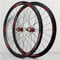 ZECHAO 700C MTB Bike Wheelset,Double Wall Aluminum Alloy Rim 40mm V Brake Disc Brake Racing Bike Wheel Cycling Wheels Tires 700 * 20~32C Wheelset (Color : Red, Size : 700C)
