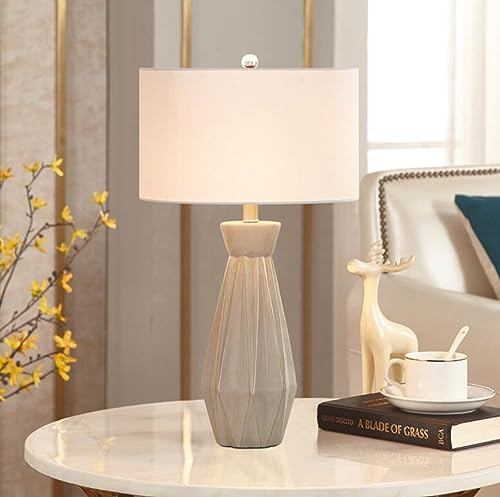 SXYSXYSXY Nachttischlampe Amerikanischen Stil Tischlampe Zement groß Tischleuchte Minimalismus Schlafzimmer Wohnzimmer Mit Stoffschirm E27*1 für Hotel Café Dekorative 38 * 66cm
