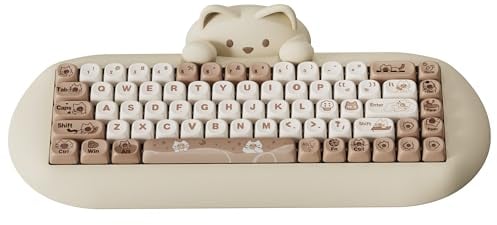 YUNZII C68 Wireless Mechanical Keyboard,65% Gaming Keyboard Hot Swap,Triple Mode BT5.0/2.4G/Wired,RGB Backlit NKRO,Cute Cat Silicone Keyboard für Win/Mac (Brown Cat,Milk Switch)