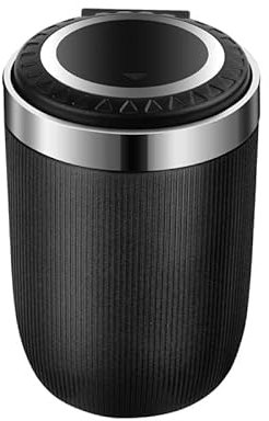 Auto Aschenbecher für Citroen AMI/Berlingo /C3/C3 Aircross/C3-XR/C4, Abnehmbarer Geruchsdicht Geruchlos Aschenbecher mit Deckel Aschenbecher, Auto Tragbare Mülleimer Innen Zubehör,A Black