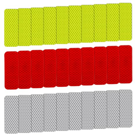 30-teiliges Fahrrad-Reflexaufkleber-Set, selbstklebende Aufkleber, Warnschilder, Auto-Reflexaufkleber, selbstklebende reflektierende Folie zur Verbesserung der Nachtsichtbarkeit (rot, weiß, gelb)