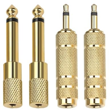 4 Pack Headphone Adapter Jack, Headphone Jack Adapter 6.35mm Male 1/4 Inch To 3.5mm Female 1/8 Inch Audio Adapter Audio Plug Adapter Audio Jack Plug Adaptor Converter.