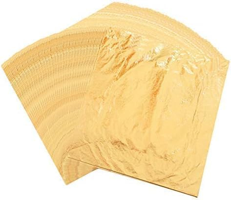 VGSEBA 100 Blatt 14x14cm Blattgold-Imitation für Kunsthandwerk Dekoration Kunstprojekt Möbel Gemälde Wand, DIY Kreation