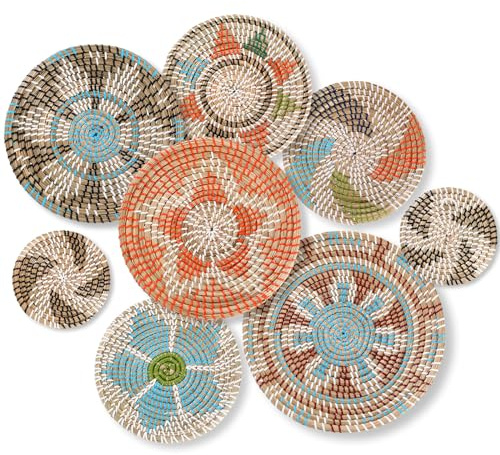 Ziliny Boho-Wandkorb-Dekor-Set, dekorativ, zum Aufhängen, gewebter Korb, Kunst, rund, Bauernhaus, afrikanische gewebte Schale, Dekoration für Küche, rustikale Sommerdekoration, verschiedene Größen