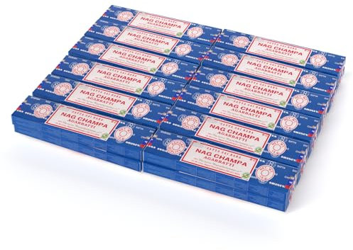Satya Nag Champa Räucherstäbchen Räucherwerk Agarbatti Incense Sticks Handgerollt in Indien (24 Packungen je 15 Gramm)