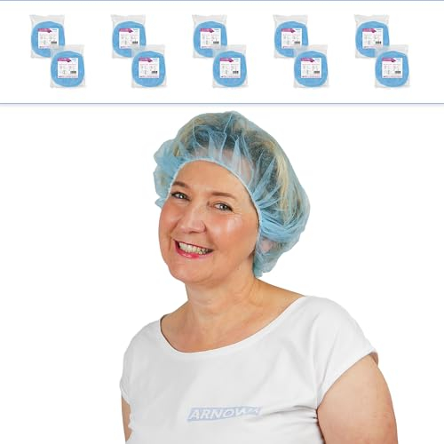 1000x ARNOMED Cuffia chirurgica blu, cuffia capelli 52cm di circonferenza, tessuto non tessuto, rete per capelli per cucina e dentista, accessorio meacdico, cuffie monouso unisex, cuffia per capellia