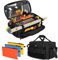 Rexmica Sac à Outils et 3 Pochettes à Outils, Sac de Rangement pour Outils à Main pour Hommes, Sac À Tactique, Sac de Travail Polyvalent pour Réparateur, Charpentier, Bricoleur, Électricien, Noir