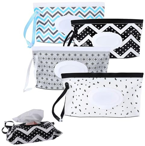 Sac à Lingettes Mouillées, Pochette de Lingettes Humides, Pochette Lingettes Bébé, Sacs de Lingettes Humides pour Bébés, Distributeur de Lingettes Humides, Sac de Lingettes Humides, Réutilisable
