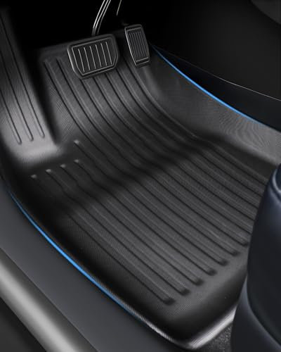 LANGBEAN Fußmatten für Tesla Model 3 2024 2025, Fussmatten Original Model 3 Highland aus TPE mit Hohem Rand, Rutschfestes und Wasserdichtes Zubehör, Schwarz (3 Stück)