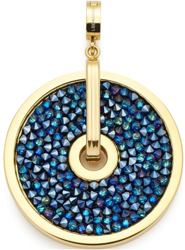 JEWELS BY LEONARDO Anhänger Clip & Mix Blanca, Ketten-Anhänger aus goldfarbenem Edelstahl, irisierende Glaskristalle in Dunkelblau und Schwarz, Schmuck Geschenk für Frauen, 024371