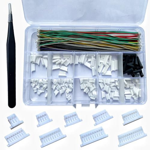JST SH 1.0mm Connector Kit with 28 AWG Premium Pre-Crimped Cables 150mm Wire, 1.0mm Pitch 3/4/5/6/7/8/9/10/12 Pin Housing JST-SH 1.0 Micro Adapter Cable Connector