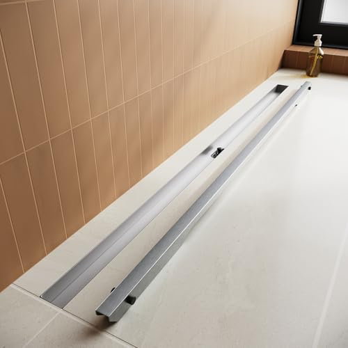 SUNXURY Duschrinne 90cm, Edelstahl Bodenablauf Komplettset, mit Geruchsstop und 360°Siphon Haarsieb, Extra Ultraflach