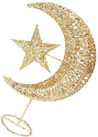 BUGUUYO Weihnachtsbaumspitze Stern-Ornament Mondstern Baumspitze Weihnachtsdekoration Glitzernder Stern Und Mond Für Die Weihnachtsfeier