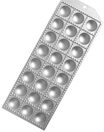 Fackelmann Stampo per ravioli rotondi Ø2,5 cm, 24 impronte, materiale alluminio con piedini di appoggio, lavare a mano, Linea Home Cooking Italian Pasta