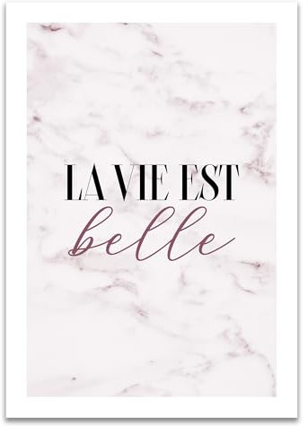 ARTFAVES® Poster - La vie est belle | Wanddeko Wandbild Typografie Spruch | ohne Rahmen | 30 x 40 cm