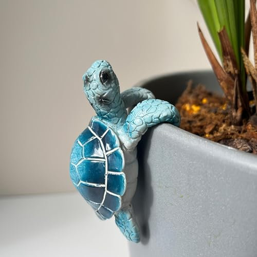 Roqalmia Tortoise Statue For Flower Pot, Tortoise Figure Plant Pot Hanger, Resin Climbing Flower Pot Hanger Figurines, Climbing Pot Decorations, Sea Animal Yard Ornaments, Vase Terrarium Decorations