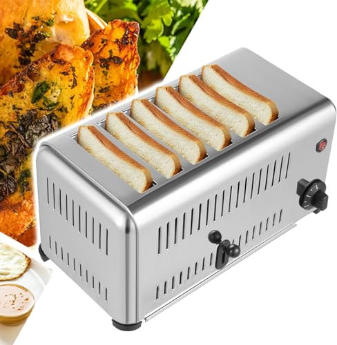 SXYKXYDL 4-Scheiben-Toaster, Toaster 4 Scheiben Breiter Schlitz/6 Schlitz Toaster Kommerziell Mit Zeitfunktion, Home Kitchen Toaster Mit Herausnehmbarer Krümelschublade,6 Scheiben