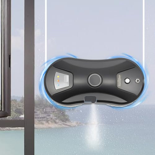 Fensterputzroboter 80W, Fensterreiniger Roboter mit Automatischem Wasserstrahl 2800Pa, Elektrischer Fensterputzer Intelligenter Navigation, mit 10*Reinigungstücher für Innen- und Außenfenster