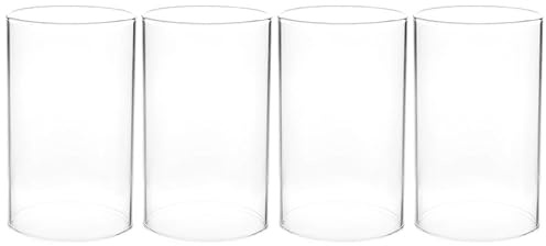iplusmile Glaszylinder Ohne Boden für Kerzen, 4er Set 7x10cm Windlicht | Hitzebeständiges Borosilikatglas, optimaler Windschutz, für Tischdeko und Hochzeiten, passend für Standard-Stumpenkerzen