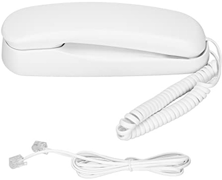 OVAQUIXI Schnurgebundenes Festnetztelefon, ABS Wandmontierbares Haustelefon mit Beleuchteten Tasten, Pausen- & Wiederwahlfunktion Fürs Home-Office weiß, Keine Batterien Benötigt