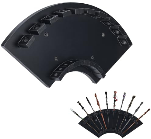 NBEADS Wand Wall Mounted Display Holder, 10 Slots Fan Shaped Wooden Wand Display Rack Wizard Stand Magic Wand Display for Living Room Home Office Halloween Decoration, Black
