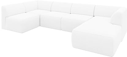 ALTDECOR Ecksofa in U-Form Corner Sofa Bett Eckcouch Couch L-Form Wohnlandschaft Cauchsofa MOVO 345x180x78 Weiss
