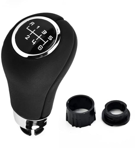 MuchLuckystar Pomo de palanca de cambios manual de 6 velocidades de cuero negro cromado para Mercedes Clase C W203 W204 Clase E W212 A207 para GLK X204