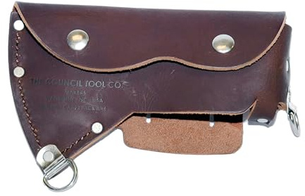 COUNCIL TOOL Leather Sheath - Wood Craft Pack Axe Bit Cover with D-Rings for Shoulder Strap, Made in The USA - AM-SHEATH13 CL