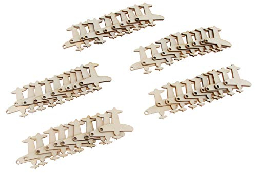 F Fityle 50 Stück Holzscheiben Klein zum Basteln mit Loch, Flugzeug Form Holzscheiben, Holz Anhänger Fensterdeko Weihnachten Dekoration für Pyrografie, Malerei, Hängende Dekorationen