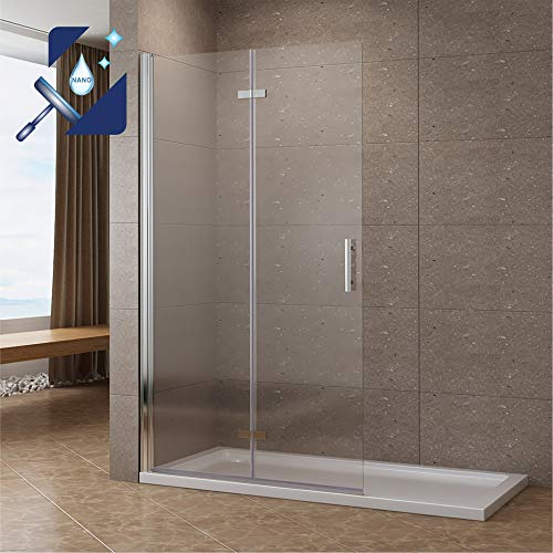 AQUABATOS® Duschabtrennung Faltbar Walk in Duschwand Glas Falttür 75 x 195 cm Duschtrennwand für Duschwanne klappbar Pendeltür Echtglas klar 6 mm ESG Nano Beschichtung OHNE Magnetdichtung