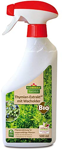 Florissa Natürlich Bio Thymian Extrakt mit Wacholder| zur Vorbeugung von Schädlingen (Kohlweißling, Apfelwickler, Pflaumenwickler) bei Obst, Gemüse und Zierpflanzen, Farblos