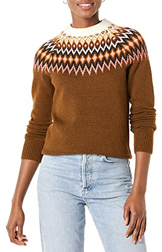 Amazon Essentials Damen Soft-Touch-Pullover mit Rundhalsausschnitt und Fair-Isle-Muster