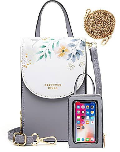 HAWILL Handy Umhängetasche Damen Touchscreen Handytasche zum Umhängen Kleine Schultertasche Leder Crossbody Geldbörse Phone Tasche für iPhone 12/12 Pro Max/11/XR, Samsung Galaxy S21/S20/S10