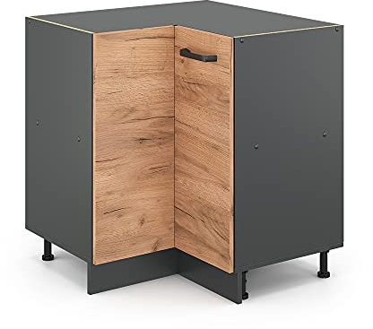 Vicco Meuble d'angle R-Line, Chêne de Force doré/Anthracite, 75.6 cm sans Plan de Travail