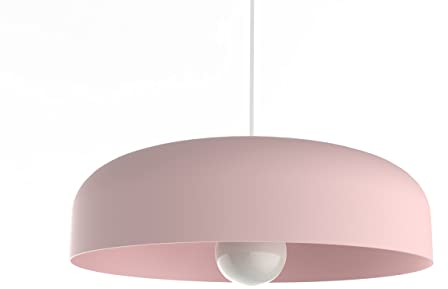 L+ Lustre suspendu en métal de forme cylindrique pour salon, cuisine moderne, diamètre 40 à 50 cm (couleur rose)