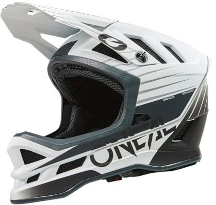 O'NEAL | Mountainbike-Helm | MTB Downhill | Dri-Lex® Innenfutter, Ventilationsöffnungen für Luftstrom, ABS Außenschale | Blade POLYACRYLITE Helmet Delta V.23 | Erwachsene | Weiß Grau | Größe XL