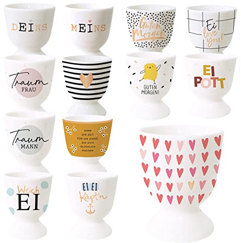 LS-LebenStil Gute Laune Eierbecher Motiv Herzen Liebe Rosa Exklusiv Echt-Gold, edle Eibecher, Eierhalter Eihalter, Deko am Frühstückstisch, Geschenk zur Hochzeit, Verlobung