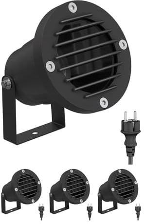 ledscom.de 4 Stück Gartenstrahler DUK, Gitter für außen, IP65, Stecker, schwarz, 1x GU10 max. 15W