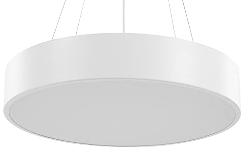 Hängelampe Metall und Acryl weiß flach rund Trommelform ø 60 cm Modern Balili