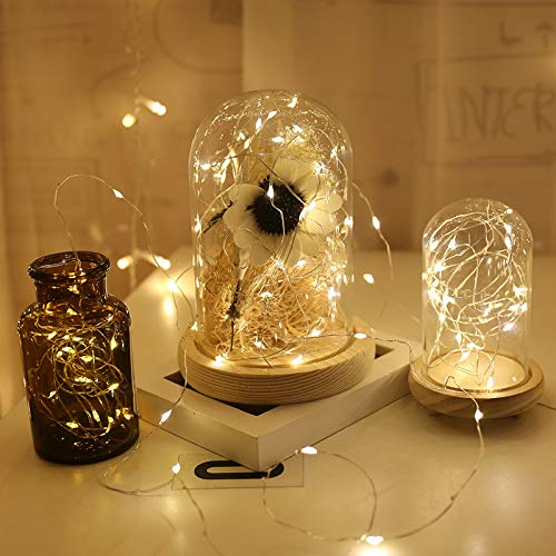 Cadena de luces LED, 4 m, 40 ledes, mini cadena de luces, alambre con batería, blanco cálido, decoración navideña para exterior, interior, habitación, jardín, balcón, ventana, boda, Navidad, fiesta