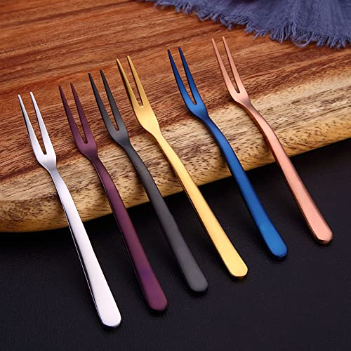 LUMoony 5Pcs Bunte Edelstahl Obstgabel Forks Klein Dessertgabeln aus Vorlegegabel Aufschnittgabel Wiederverwendbare für Kuchengabeln Dinnergabel Obstgabel und Snackgabel 14 cm