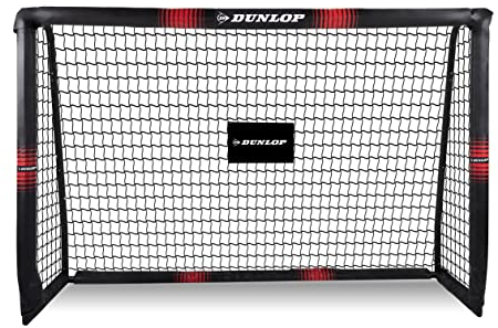 Dunlop Fußballtor - Fussballtor 180 x 120 x 60 cm - Fußball Tor - Fussballtore für Garten Kinder und Erwachsene - Fussball Trainingszubehör für Innen und Außen - Metall - Schwarz/Rot